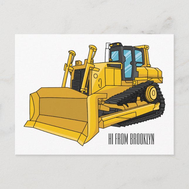 illustration av tecknaden Bulldozer Vykort (Framsida)