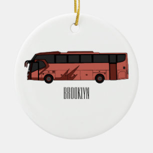 illustration av tecknaden buss julgransprydnad keramik