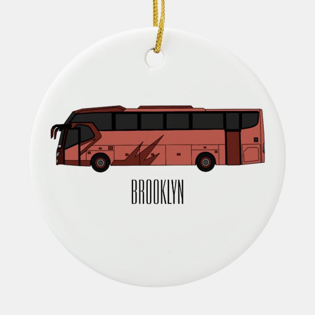 illustration av tecknaden buss julgransprydnad keramik (Framsidan)