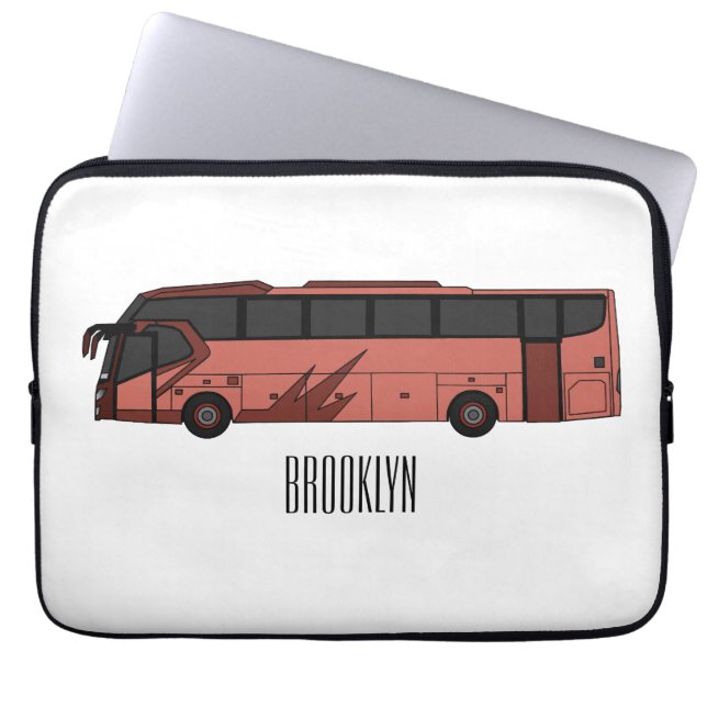 illustration av tecknaden buss laptop fodral (Framsidan)