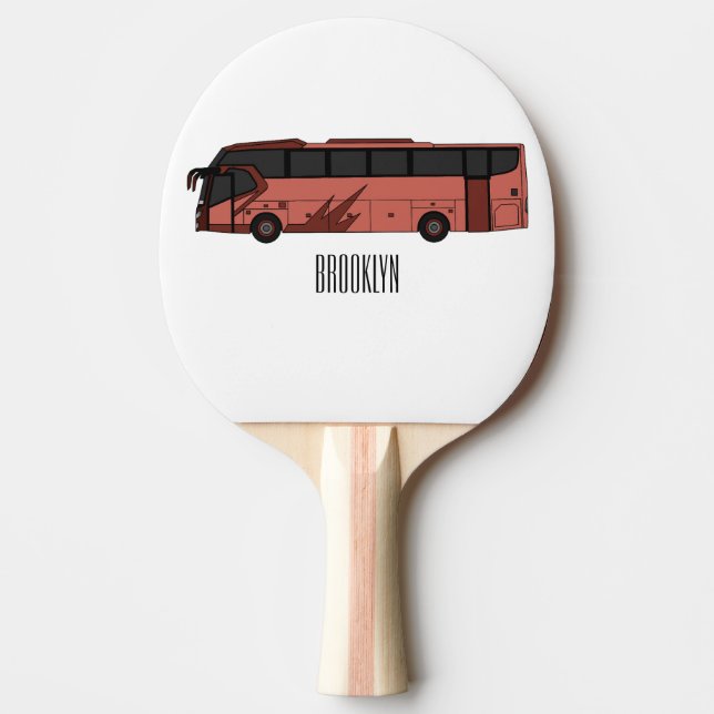 illustration av tecknaden buss pingisracket (Framsidan)