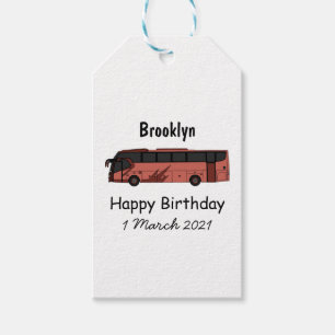 illustration av tecknaden buss presentetikett