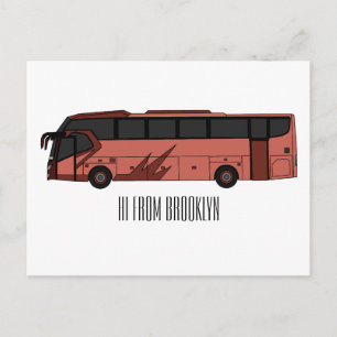 illustration av tecknaden buss vykort