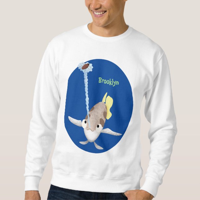 illustration av tecknaden Cute Archerfish Lång Ärmad Tröja (Framsida)
