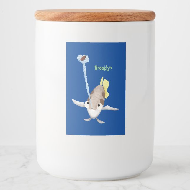 illustration av tecknaden Cute Archerfish Mat Etikett (Framsida)