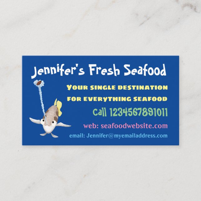 illustration av tecknaden Cute Archerfish Visitkort (Framsida)