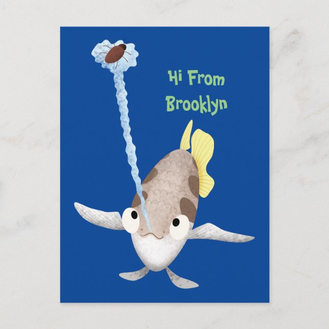 illustration av tecknaden Cute Archerfish Vykort (Framsida)
