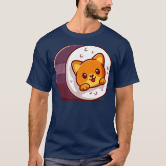 Illustration av Tecknaden Cute Cat Sushi T Shirt