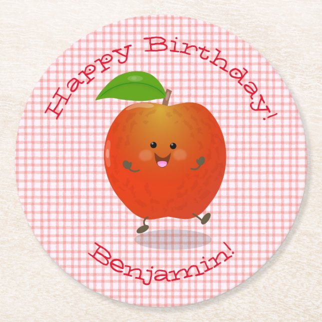 illustration av tecknaden Cute dansapple kawaii Underlägg Papper Rund (Framsidan)