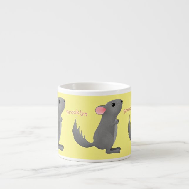 illustration av tecknaden Cute grått chinchilla Espressomugg (Framsidan)