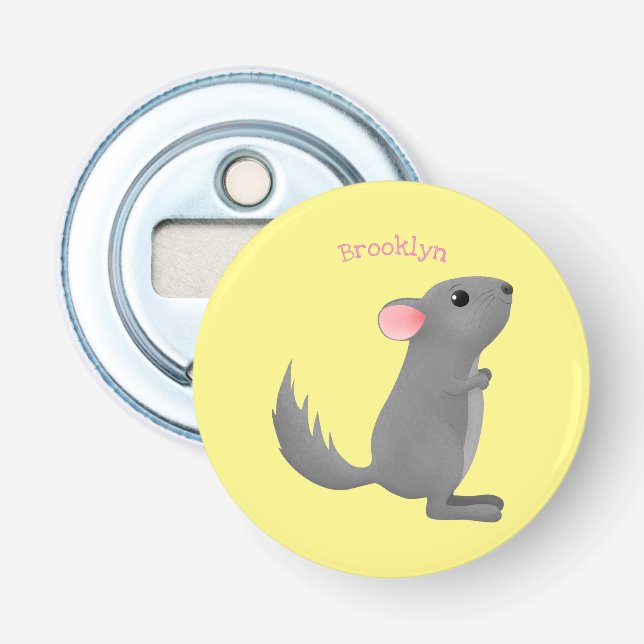 illustration av tecknaden Cute grått chinchilla Flasköppnare (Framsidan)