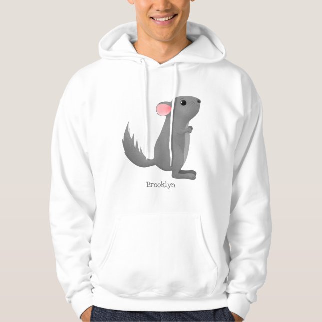 illustration av tecknaden Cute grått chinchilla Hoodie (Framsida)