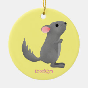 illustration av tecknaden Cute grått chinchilla Julgransprydnad Keramik