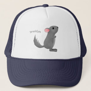 illustration av tecknaden Cute grått chinchilla Keps
