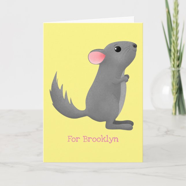 illustration av tecknaden Cute grått chinchilla Kort (Framsida)