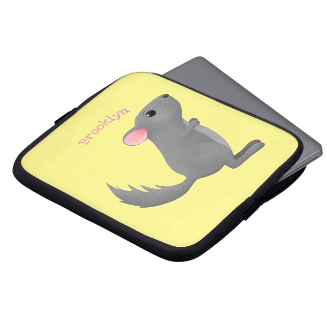 illustration av tecknaden Cute grått chinchilla Laptop Fodral (Framsida topp)