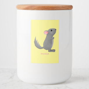 illustration av tecknaden Cute grått chinchilla Mat Etikett