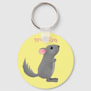 illustration av tecknaden Cute grått chinchilla Nyckelring