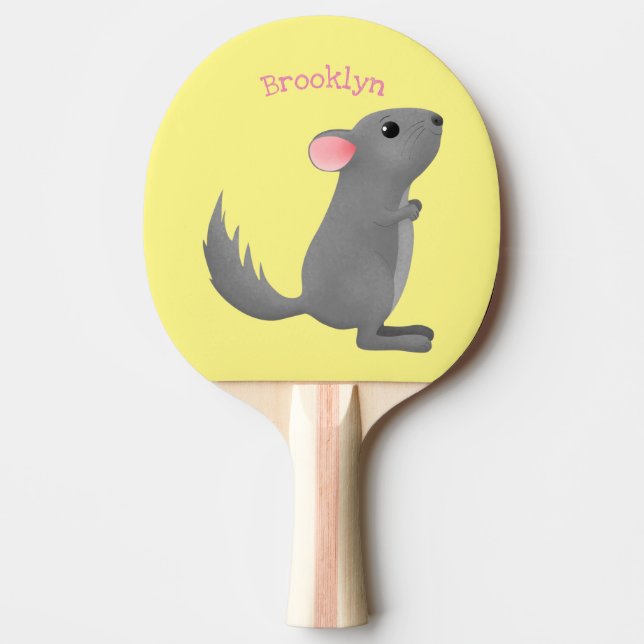 illustration av tecknaden Cute grått chinchilla Pingisracket (Framsidan)