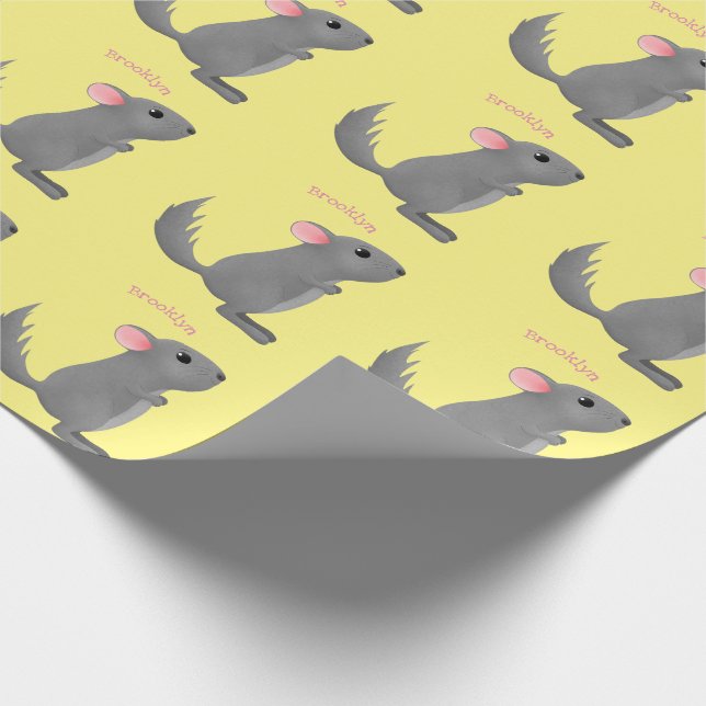 illustration av tecknaden Cute grått chinchilla Presentpapper (Hörn)
