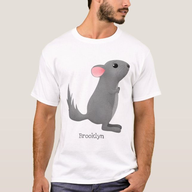 illustration av tecknaden Cute grått chinchilla T Shirt (Framsida)