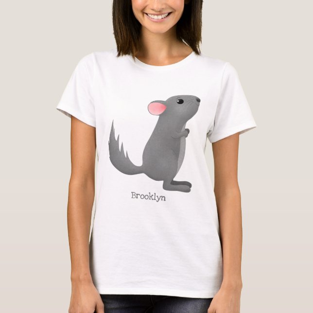 illustration av tecknaden Cute grått chinchilla T Shirt (Framsida)