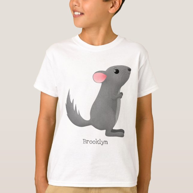 illustration av tecknaden Cute grått chinchilla T Shirt (Framsida)