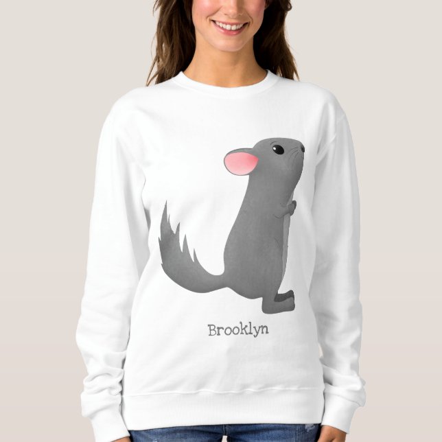 illustration av tecknaden Cute grått chinchilla T Shirt (Framsida)