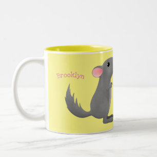 illustration av tecknaden Cute grått chinchilla Två-Tonad Mugg