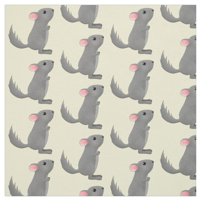 illustration av tecknaden Cute grått chinchilla Tyg (Provkarta)