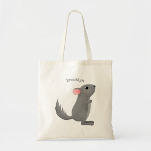 illustration av tecknaden Cute grått chinchilla Tygkasse