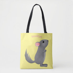 illustration av tecknaden Cute grått chinchilla Tygkasse
