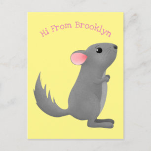 illustration av tecknaden Cute grått chinchilla Vykort