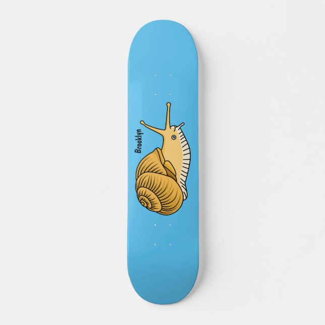 illustration av tecknaden Cute gult snigel Mini Skateboard Bräda 18,5 Cm (Framsida)