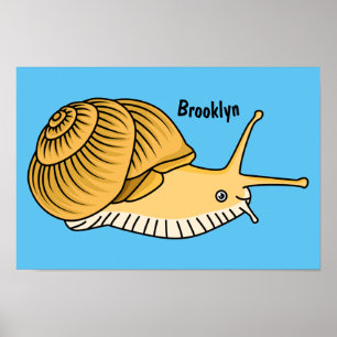 illustration av tecknaden Cute gult snigel Poster