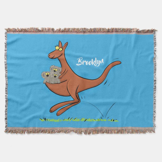 illustration av tecknaden Cute kangaroo och koalas Filt (Framsidan)