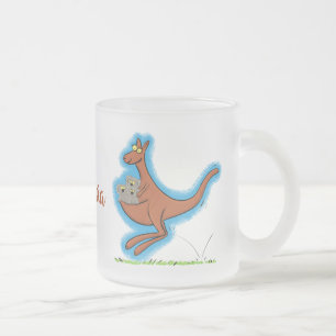 illustration av tecknaden Cute kangaroo och koalas Frostad Glasmugg