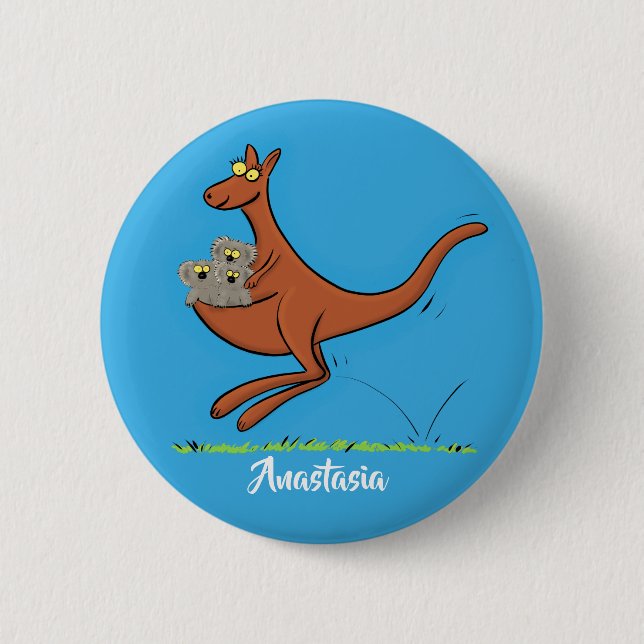 illustration av tecknaden Cute kangaroo och koalas Knapp (Framsida)