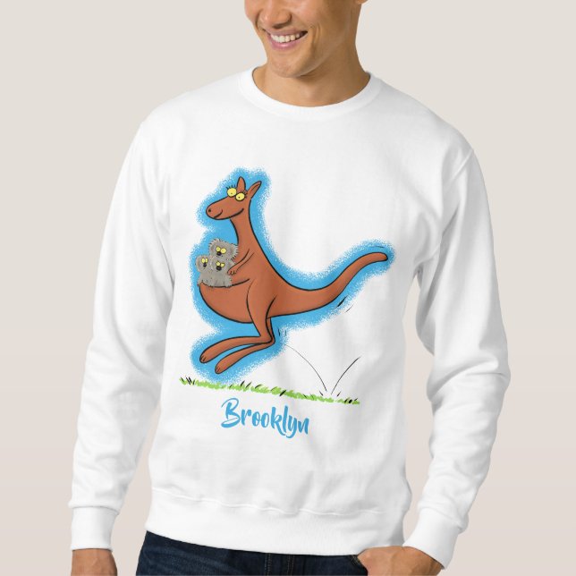 illustration av tecknaden Cute kangaroo och koalas Lång Ärmad Tröja (Framsida)