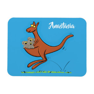 illustration av tecknaden Cute kangaroo och koalas Magnet