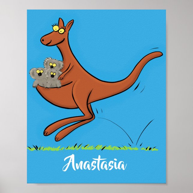 illustration av tecknaden Cute kangaroo och koalas Poster (Framsidan)