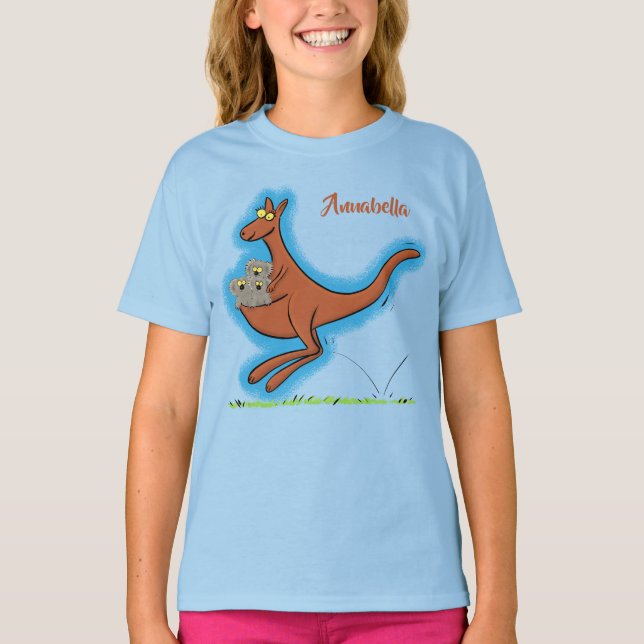 illustration av tecknaden Cute kangaroo och koalas T Shirt (Framsida)