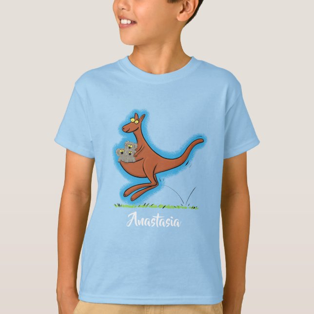 illustration av tecknaden Cute kangaroo och koalas T Shirt (Framsida)