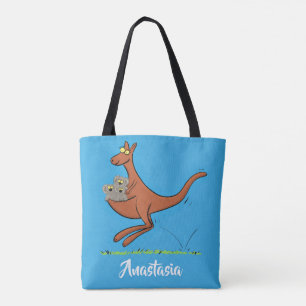 illustration av tecknaden Cute kangaroo och koalas Tygkasse