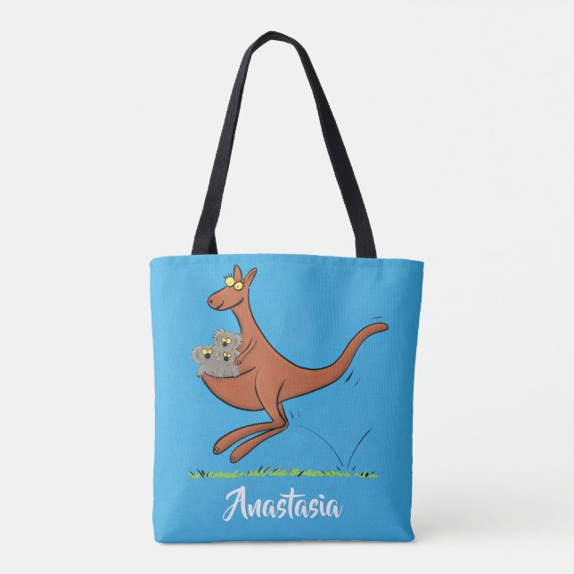 illustration av tecknaden Cute kangaroo och koalas Tygkasse (Baksida)