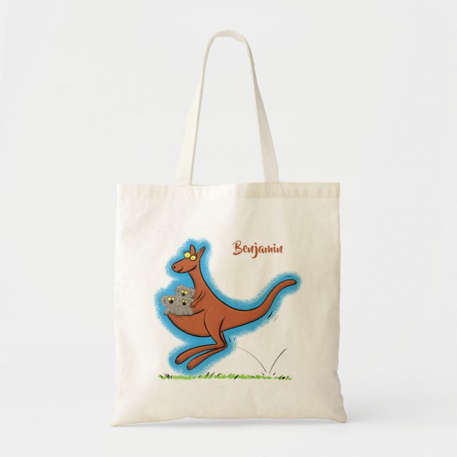 illustration av tecknaden Cute kangaroo och koalas Tygkasse (Framsidan)