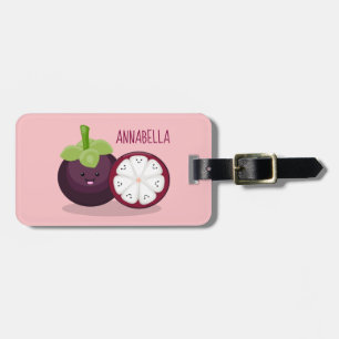 illustration av tecknaden Cute lila mangosteen Bagagebricka