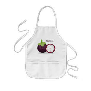 illustration av tecknaden Cute lila mangosteen Barnförkläde