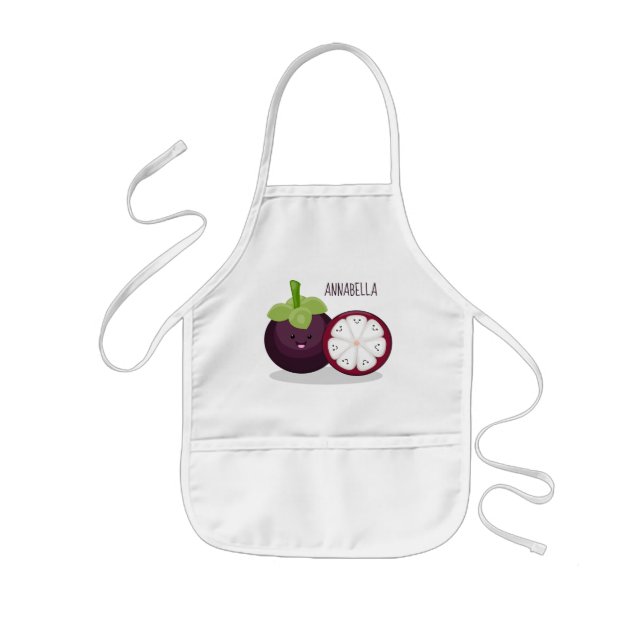 illustration av tecknaden Cute lila mangosteen Barnförkläde (Framsidan)