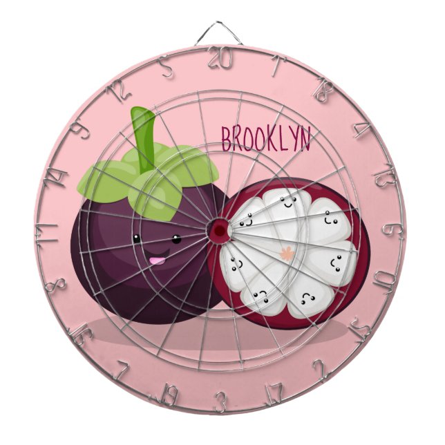 illustration av tecknaden Cute lila mangosteen Darttavla (Framsidan)